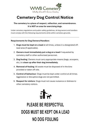 Cemetery Dog Control Notice